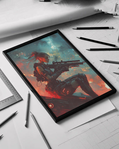 🌃🎮Affiche murale CYBERPUNK GIRL ULTIMATE SERIE 17☢️ - Aura Studio Déco