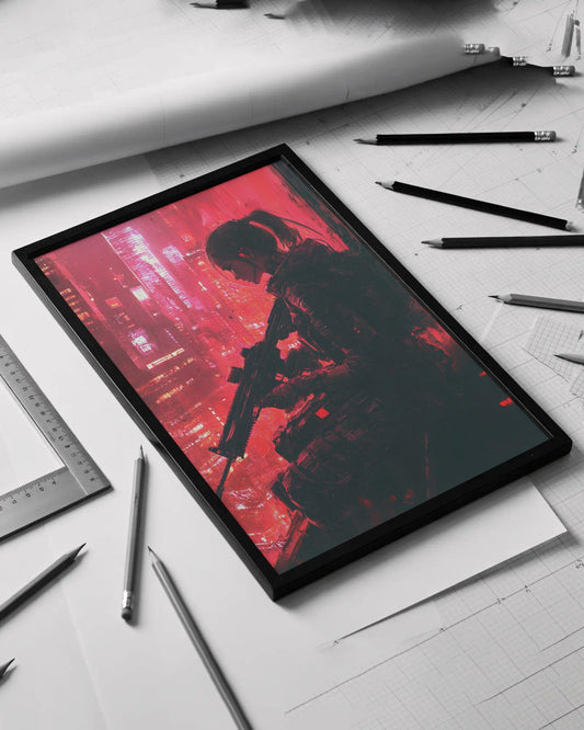 🌃Affiche Murale CYBERPUNK WAR GIRL ULTIMATE SERIE  2☢️ - Aura Studio Déco