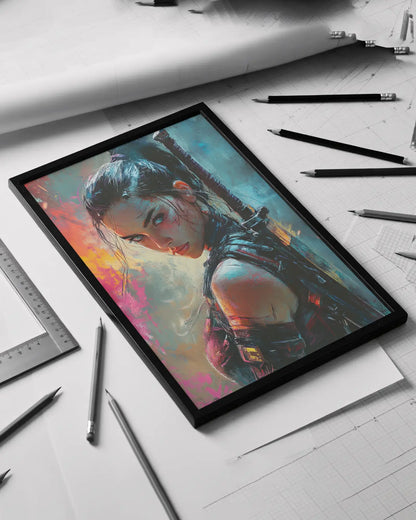 🌃Affiche Cyber Girl #39 – Art Mural Cyberpunk - Aura Studio Déco