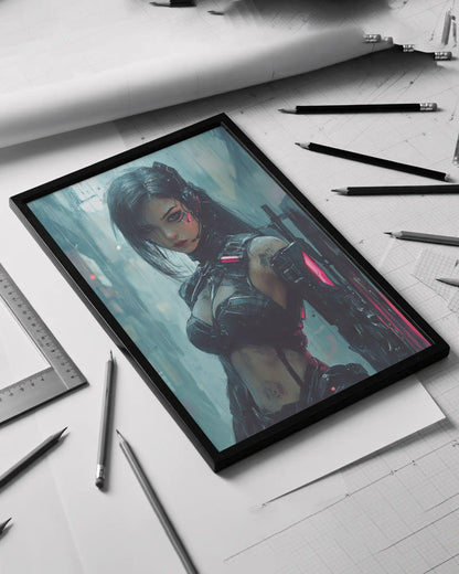 🎮Affiche Cyber Girl #36 – Art Mural Cyberpunk - Aura Studio Déco