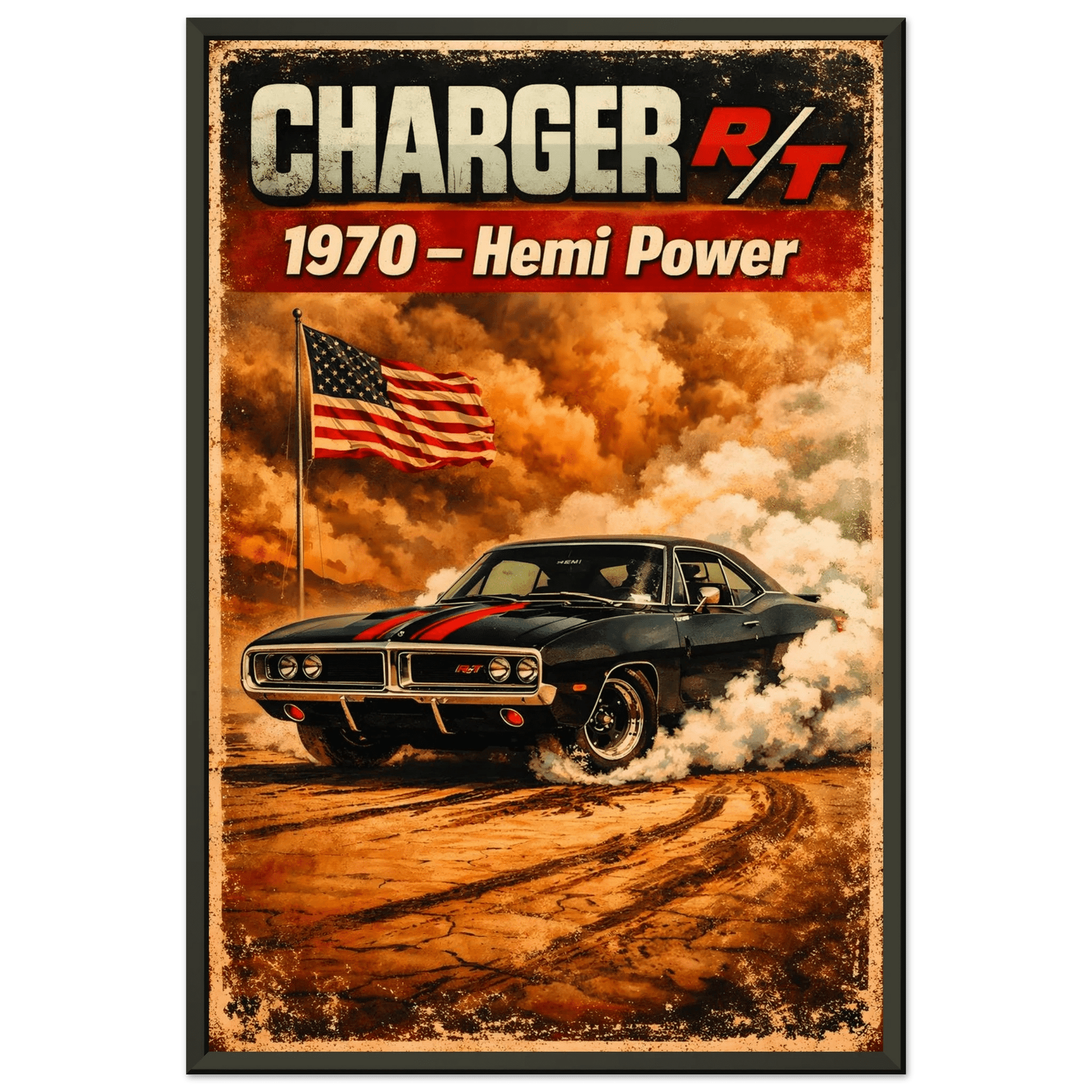 🏎️🏁Affiche Automobile Art' 70's Encadrée - Aura Studio Déco