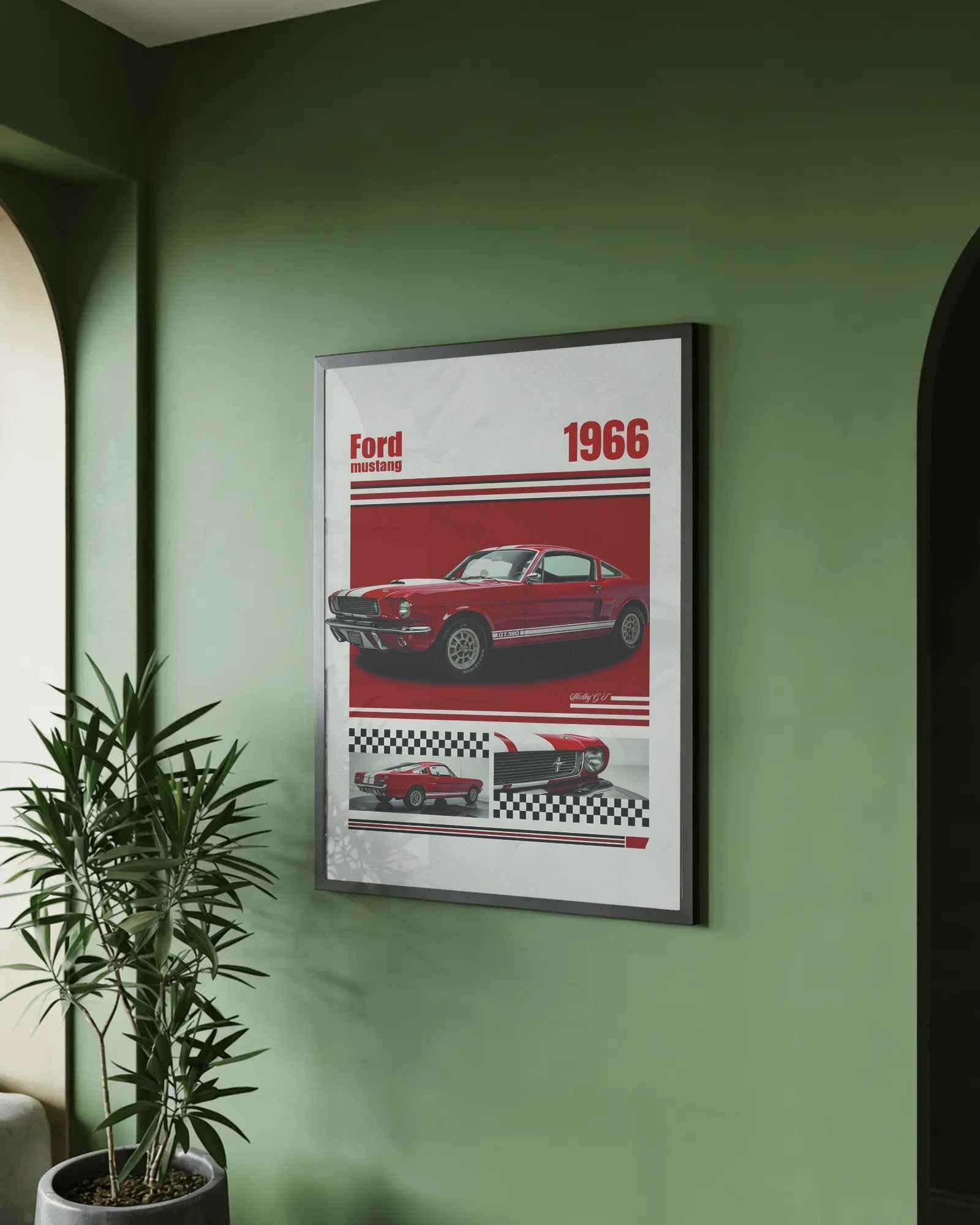 🏆🀣📺 Affiche Automobile Vintage Legend 1966 Red - Aura Studio Déco