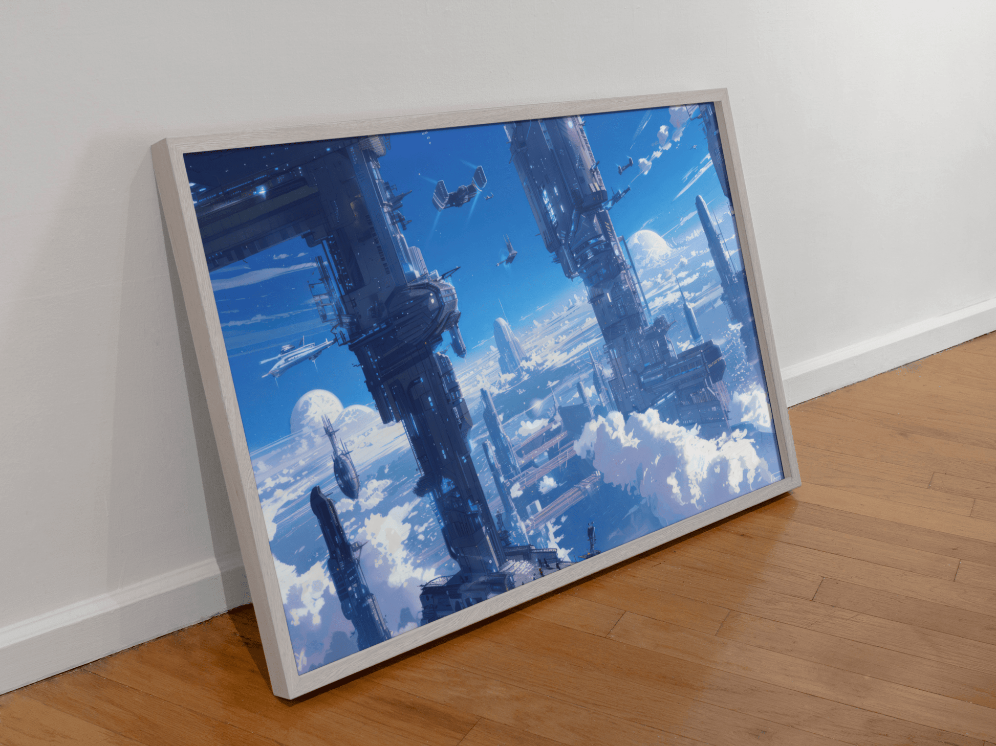 🐉🇯🇵✨ Affiche encadrée métal CLI-FI Anime Concept – Sky Colony - Aura Studio Déco