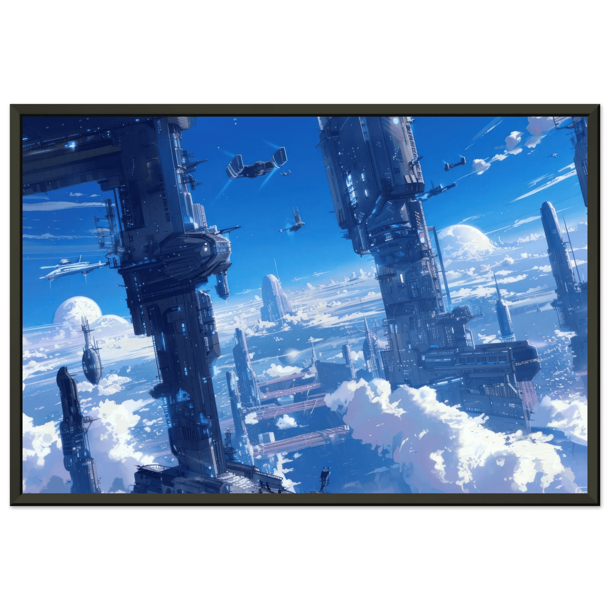 🐉🇯🇵✨ Affiche encadrée métal CLI-FI Anime Concept – Sky Colony - Aura Studio Déco