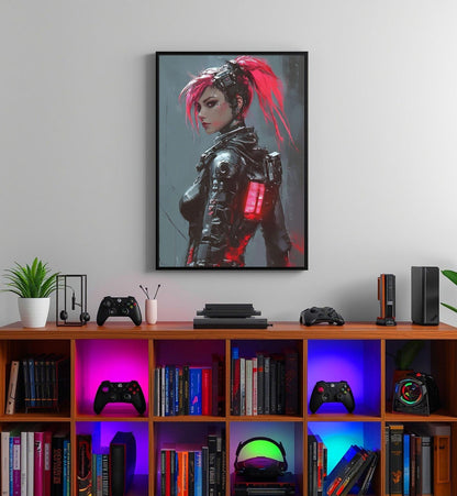 🧬Estampe d 'Art Affiche Cyber Girl Hors-série # 10 – Art Mural Cyberpunk - Aura Studio Déco