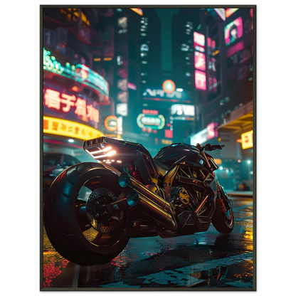 🏍️🏁🔧 Moto Cyberpunk Série futuriste #️⃣11  - (Affiche encadrée métal) - Aura Studio Déco