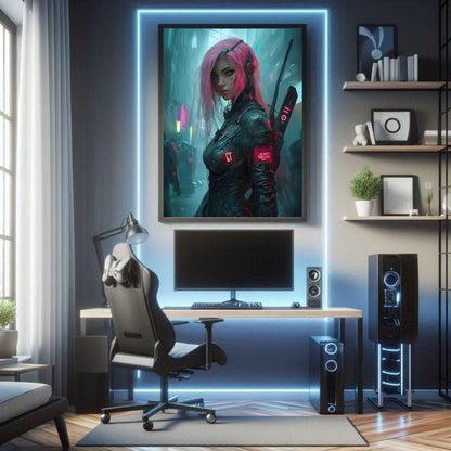 🧬Affiche Murale  CYBERPUNK WAR GIRL 15☢️ - Aura Studio Déco