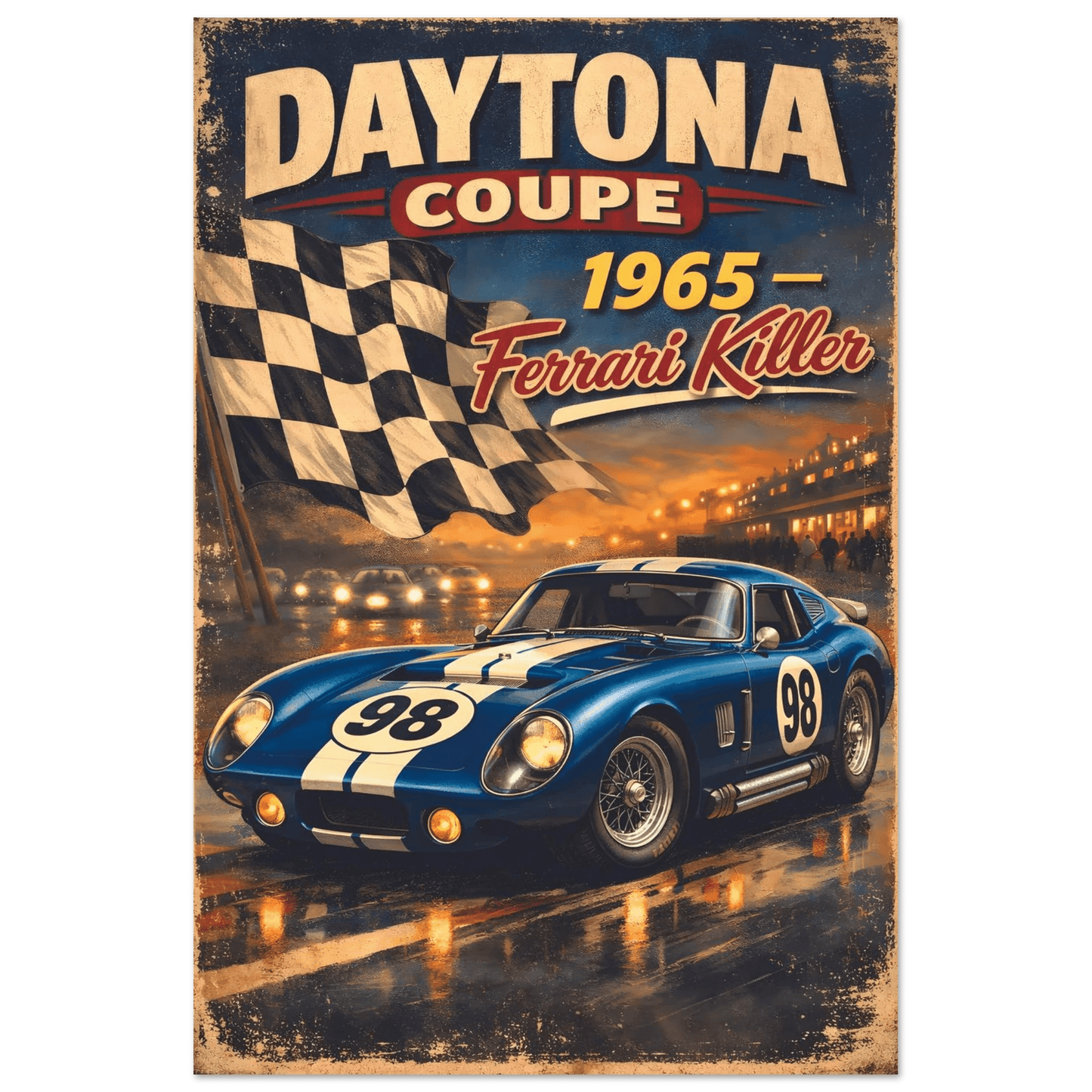 🏆🀣📺 Affiche Automobile Vintage Daytona - Aura Studio Déco