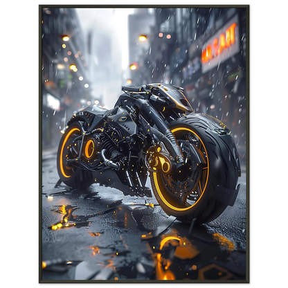 🏍️🏁🔧 Moto Cyberpunk Série futuriste #️⃣8  - (Affiche encadrée métal) - Aura Studio Déco