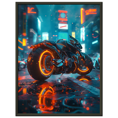 🏍️🏁🔧 Moto Cyberpunk Série futuriste #️⃣4  - (Affiche encadrée métal) - Aura Studio Déco