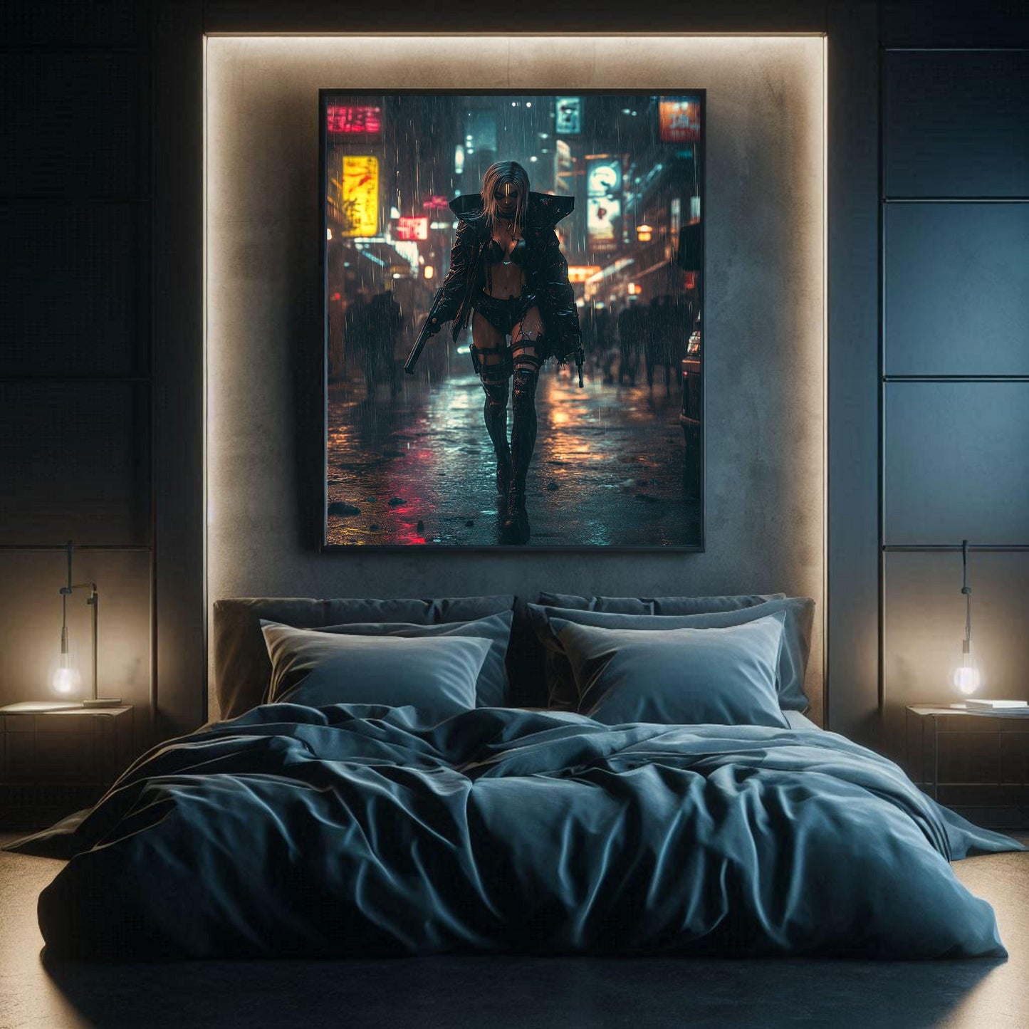 🌃Affiche Murale CYBERPUNK WAR GIRL 8☢️ - Aura Studio Déco