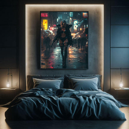 🌃Affiche Murale CYBERPUNK WAR GIRL 8☢️ - Aura Studio Déco