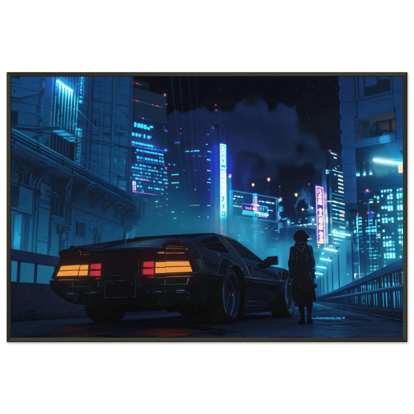 🐉🇯🇵✨ Affiche encadrée métal CLI-FI Anime Concept – Cyber City - Aura Studio Déco