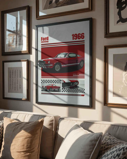 🏆🀣📺 Affiche Automobile Vintage Legend 1966 Red - Aura Studio Déco