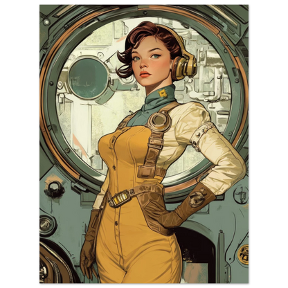 ✨ POSTER RETRO FUTUR MECHA WOMENS — Starship Series #97 - Aura Studio Déco