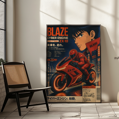 Affiche Moto Cyberpunk | Rider Rouge & Neon City