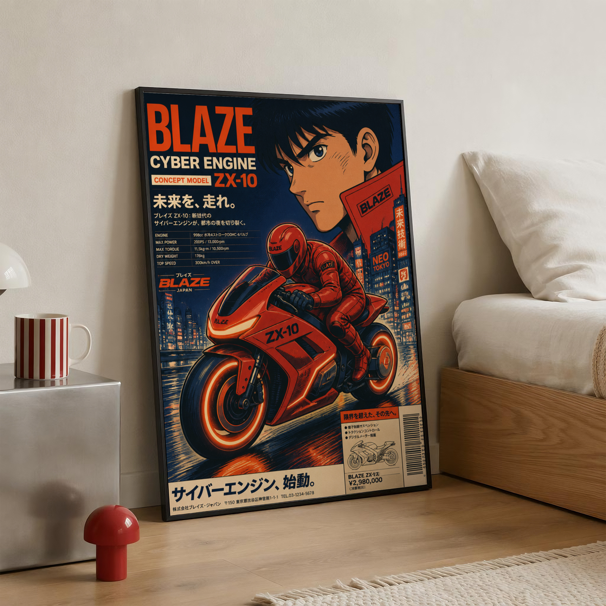 Affiche Moto Cyberpunk | Rider Rouge & Neon City