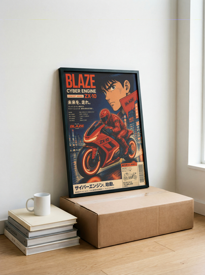 Affiche Moto Cyberpunk | Rider Rouge & Neon City