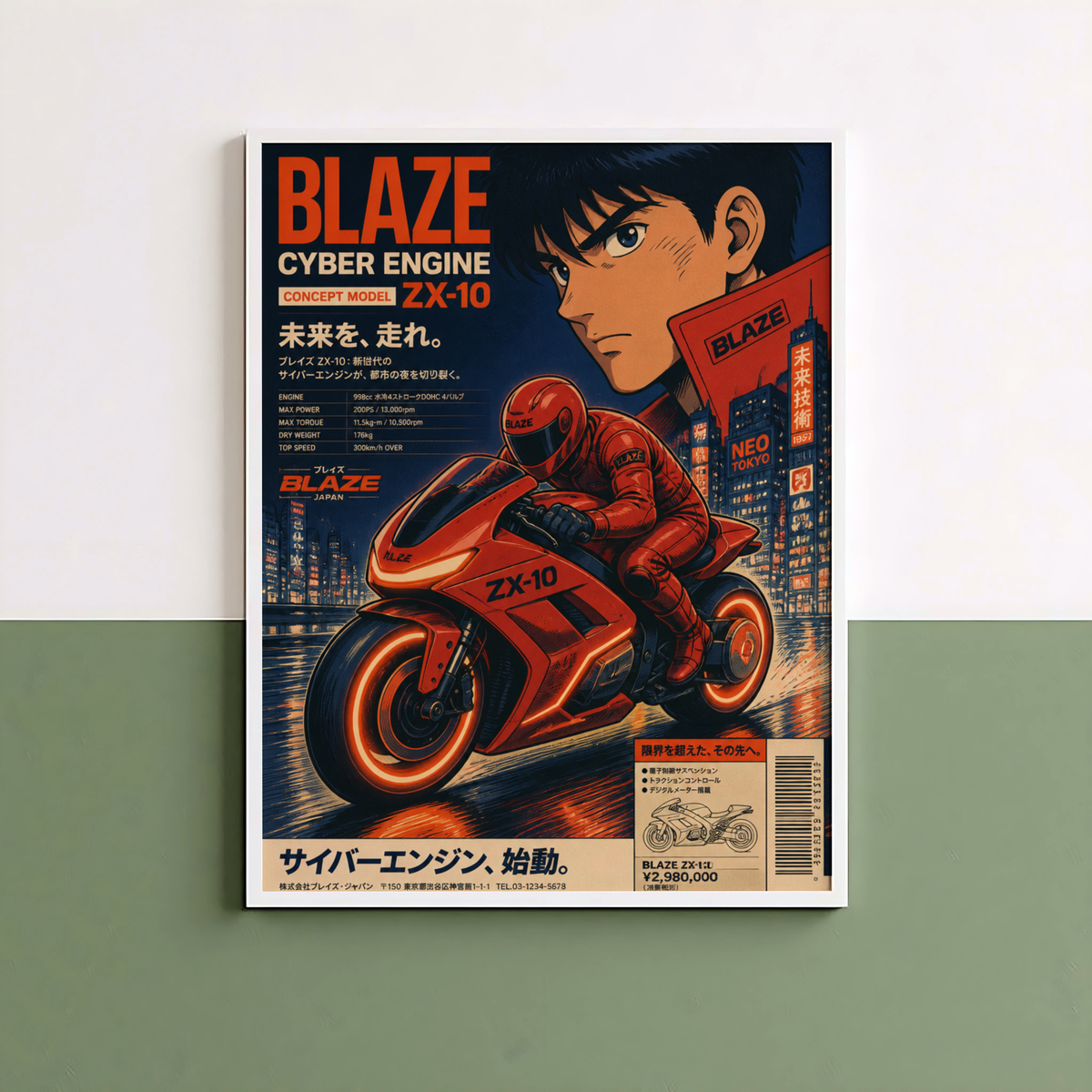 Affiche Moto Cyberpunk | Rider Rouge & Neon City