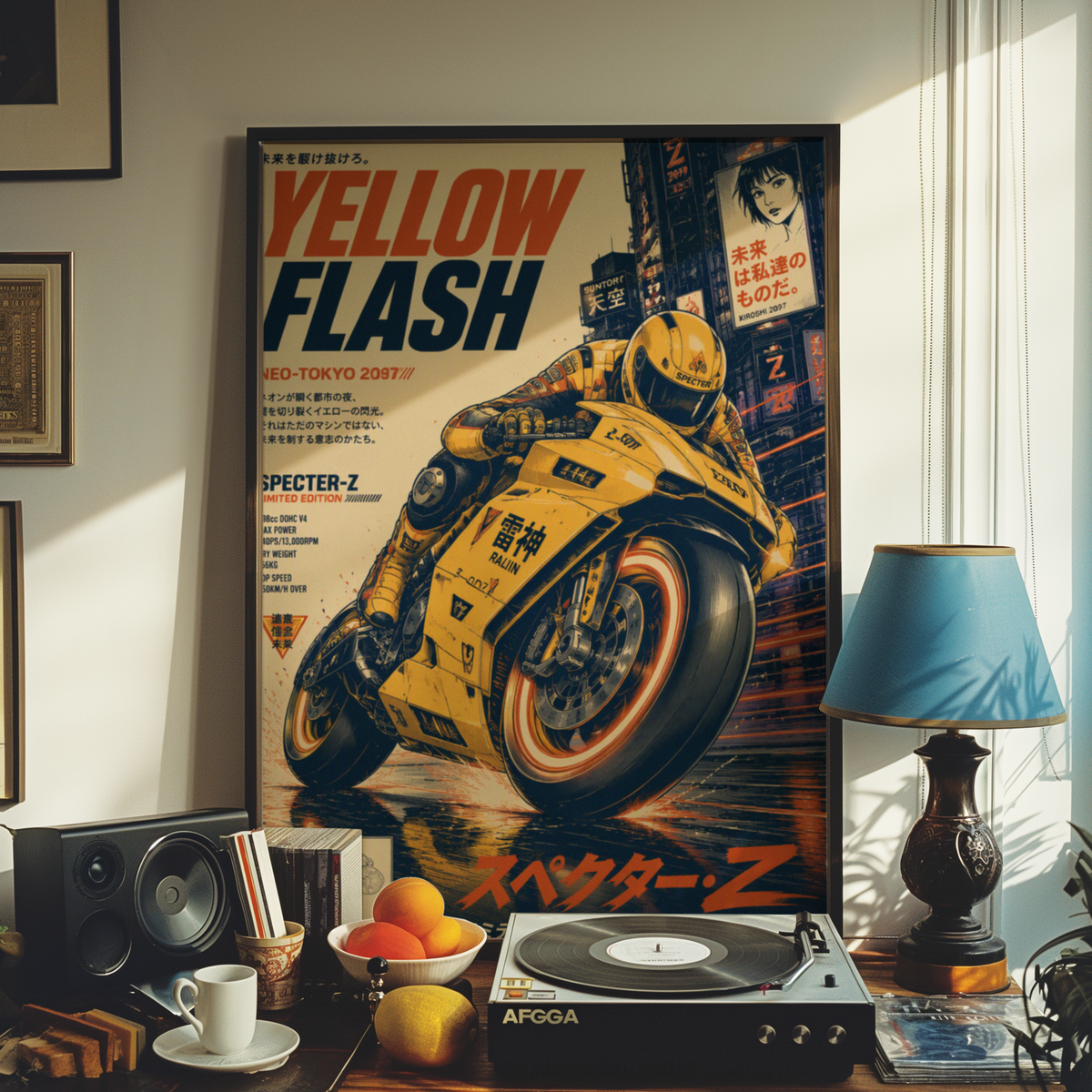 Affiche Moto Cyberpunk | Yellow Flash & Speed Bike