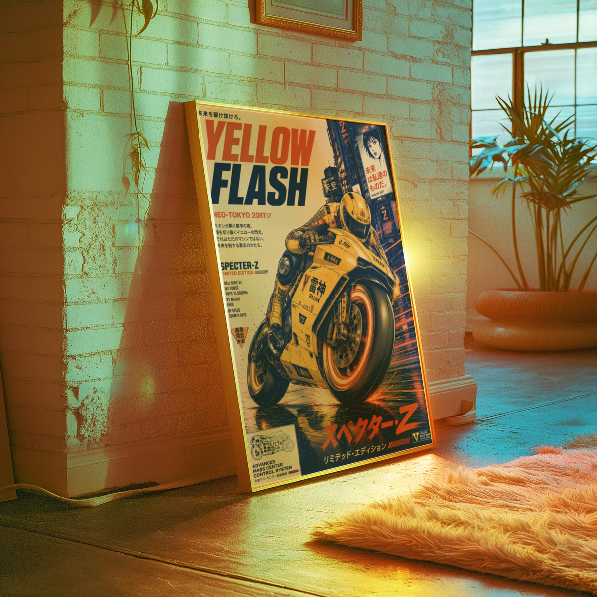Affiche Moto Cyberpunk | Yellow Flash & Speed Bike