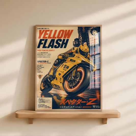 Affiche Moto Cyberpunk | Yellow Flash & Speed Bike