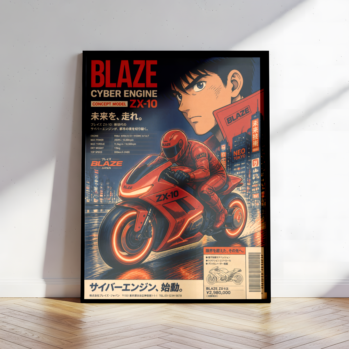 Affiche Moto Cyberpunk | Rider Rouge & Neon City