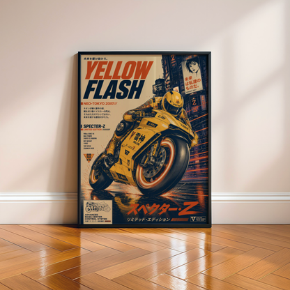 Affiche Moto Cyberpunk | Yellow Flash & Speed Bike