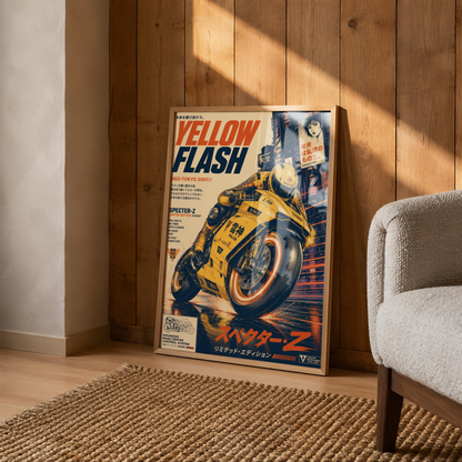 Affiche Moto Cyberpunk | Yellow Flash & Speed Bike