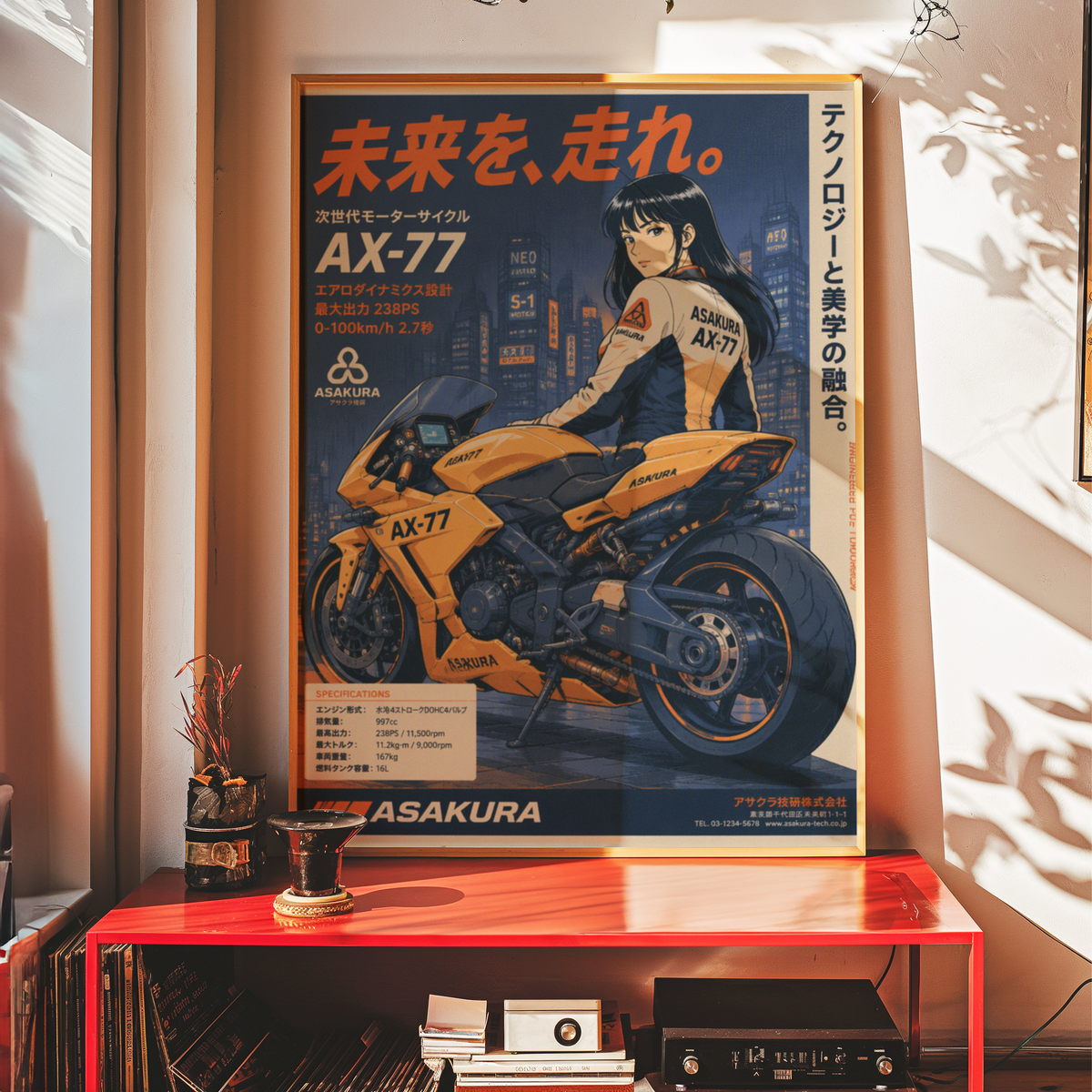Affiche Moto Cyberpunk | AX-77 Futuriste & Neo Tokyo