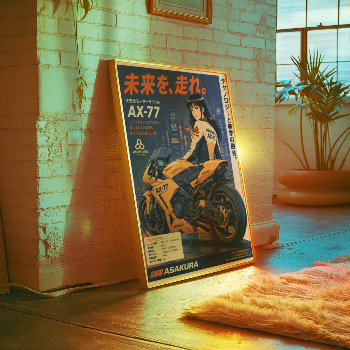 Affiche Moto Cyberpunk | AX-77 Futuriste & Neo Tokyo