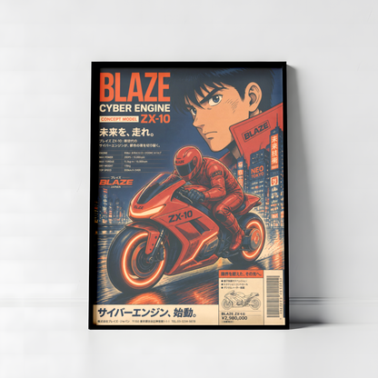 Affiche Moto Cyberpunk | Rider Rouge & Neon City