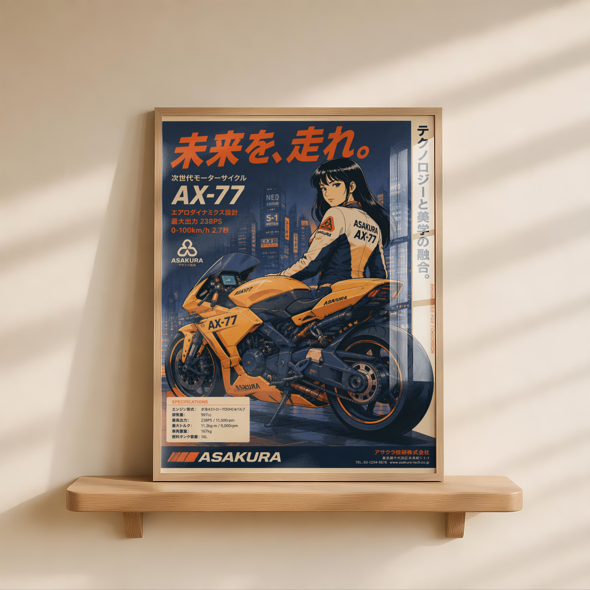 Affiche Moto Cyberpunk | AX-77 Futuriste & Neo Tokyo