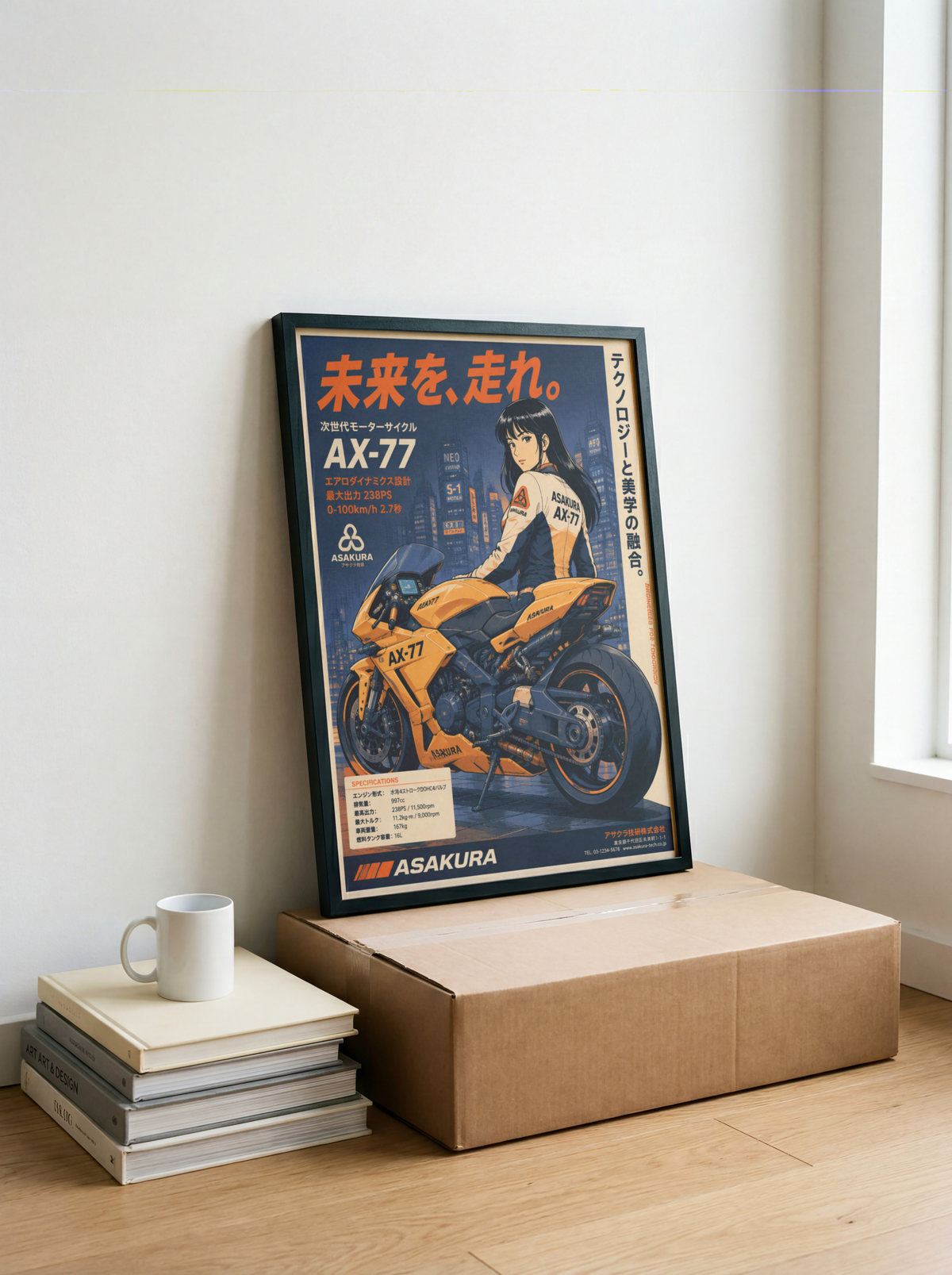 Affiche Moto Cyberpunk | AX-77 Futuriste & Neo Tokyo