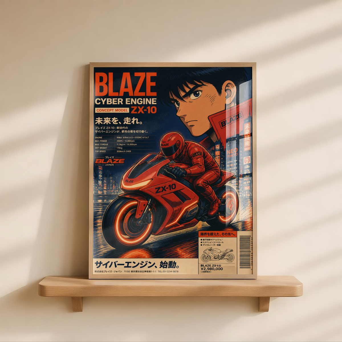 Affiche Moto Cyberpunk | Rider Rouge & Neon City