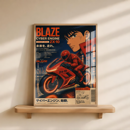 Affiche Moto Cyberpunk | Rider Rouge & Neon City