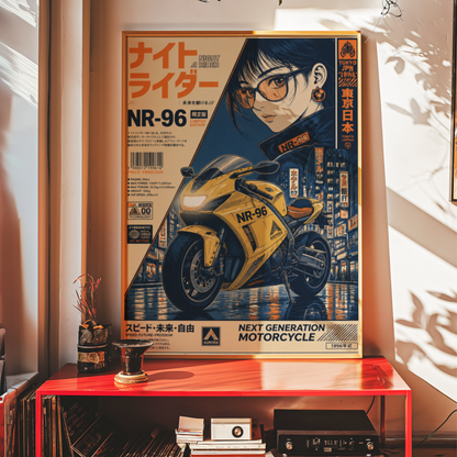 Affiche Moto Cyberpunk | Night Rider NR-96