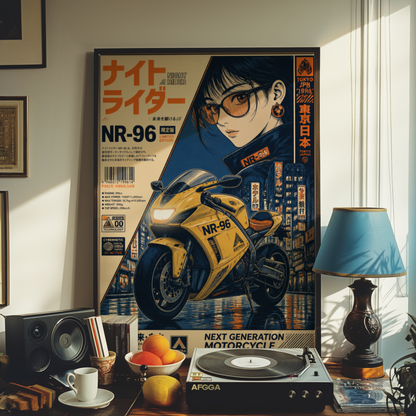 Affiche Moto Cyberpunk | Night Rider NR-96
