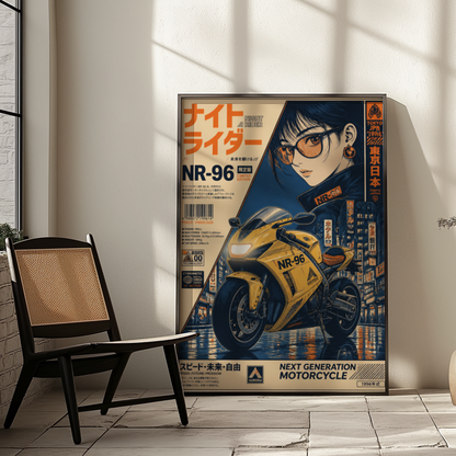 Affiche Moto Cyberpunk | Night Rider NR-96