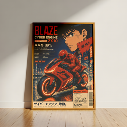 Affiche Moto Cyberpunk | Rider Rouge & Neon City