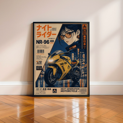 Affiche Moto Cyberpunk | Night Rider NR-96