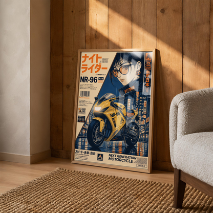 Affiche Moto Cyberpunk | Night Rider NR-96