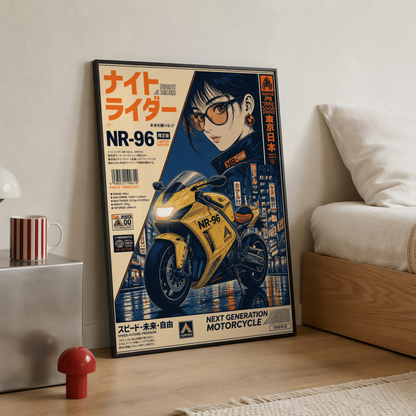 Affiche Moto Cyberpunk | Night Rider NR-96