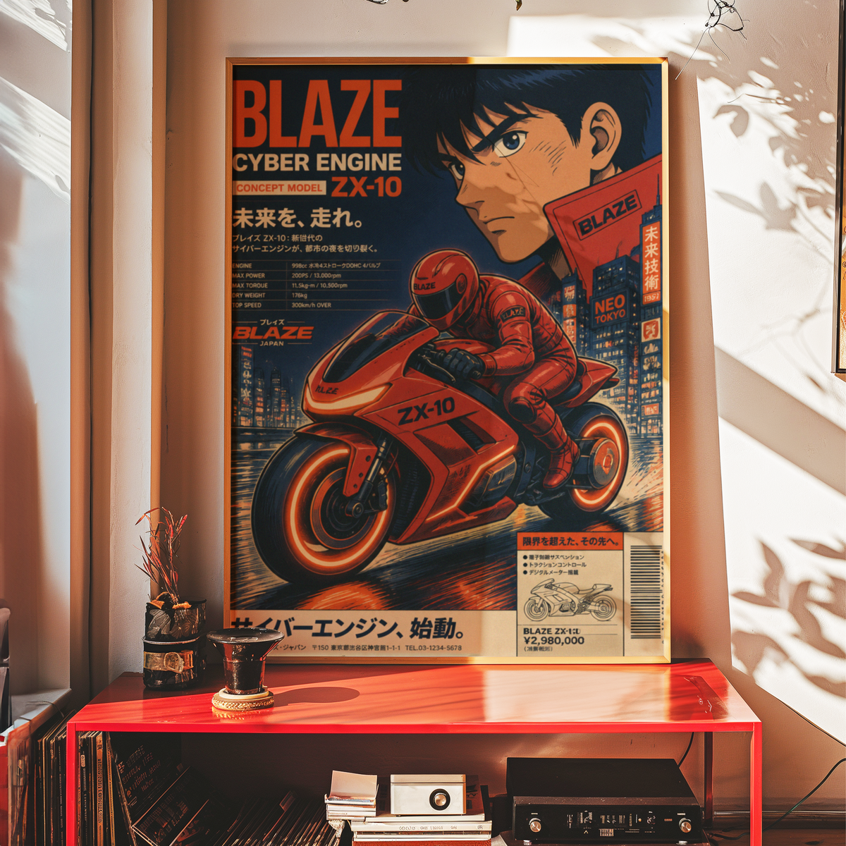 Affiche Moto Cyberpunk | Rider Rouge & Neon City