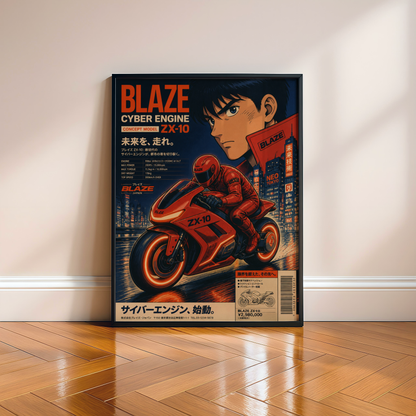 Affiche Moto Cyberpunk | Rider Rouge & Neon City