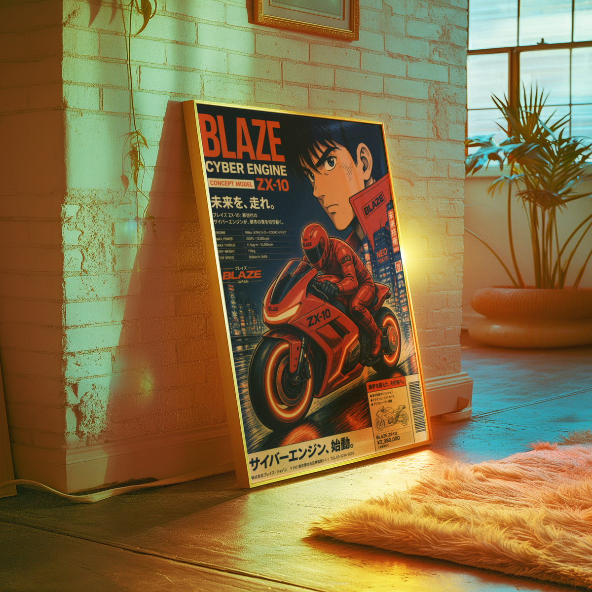 Affiche Moto Cyberpunk | Rider Rouge & Neon City