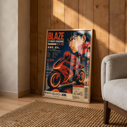 Affiche Moto Cyberpunk | Rider Rouge & Neon City