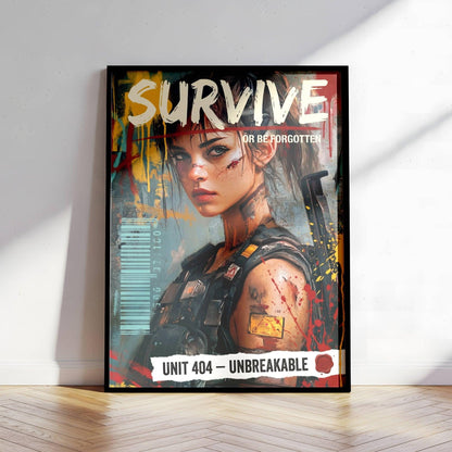 ☣️🧬 Série limitée Art Cyberpunk - Poster Cybergirl Unit 404 - Aura Studio Déco