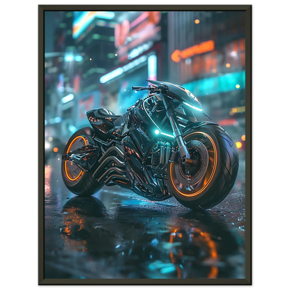🏍️🏁🔧 Moto Cyberpunk Série futuriste #️⃣16  - (Affiche encadrée métal) - Aura Studio Déco