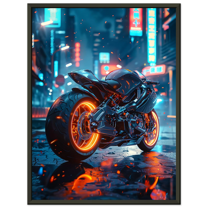 🏍️🏁🔧 Moto Cyberpunk Série futuriste #️⃣17  - (Affiche encadrée métal) - Aura Studio Déco